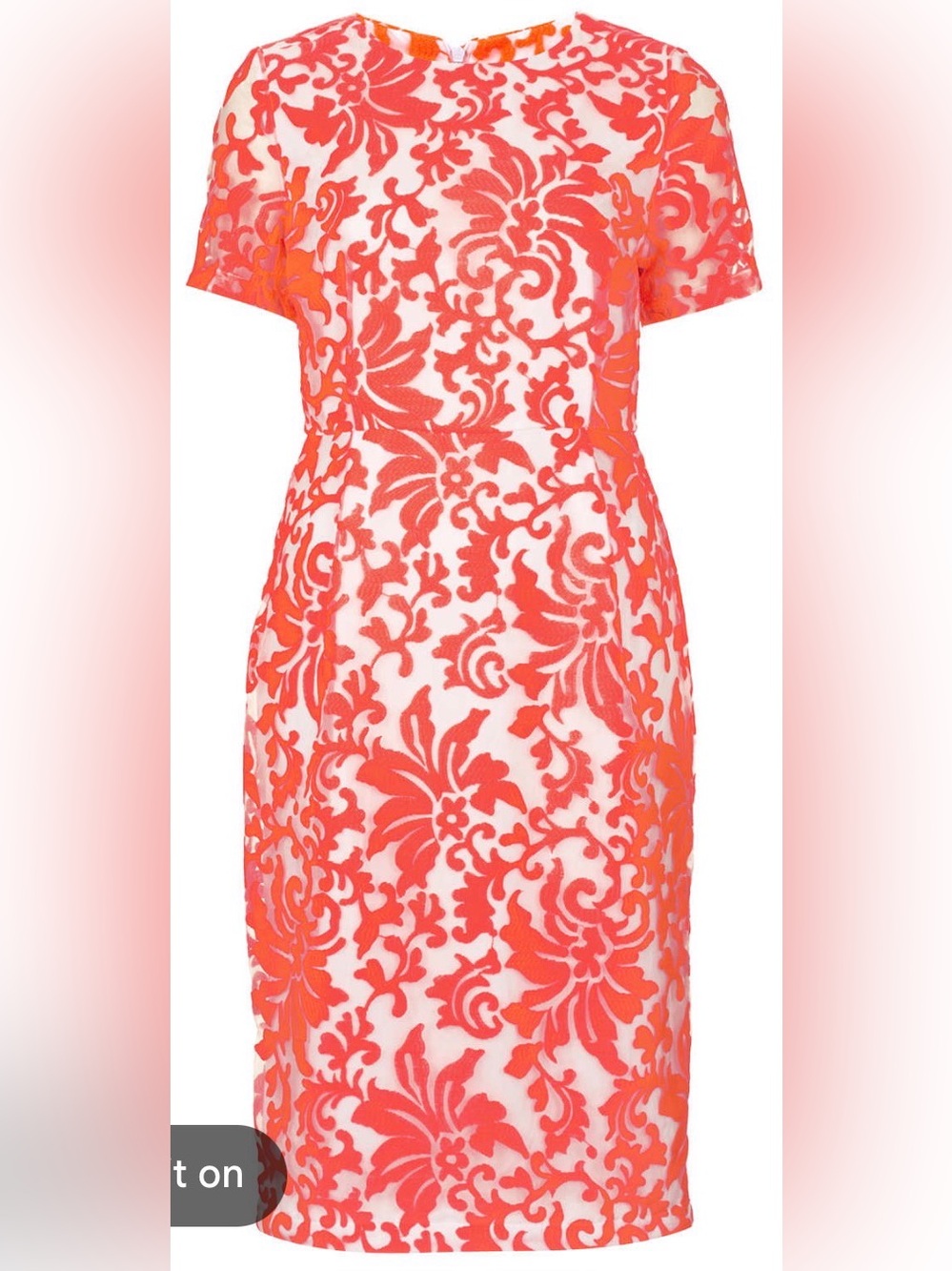 NWT Topshop Neon Orange Floral Lace Overlay Pencil Dress Sz 2 B139